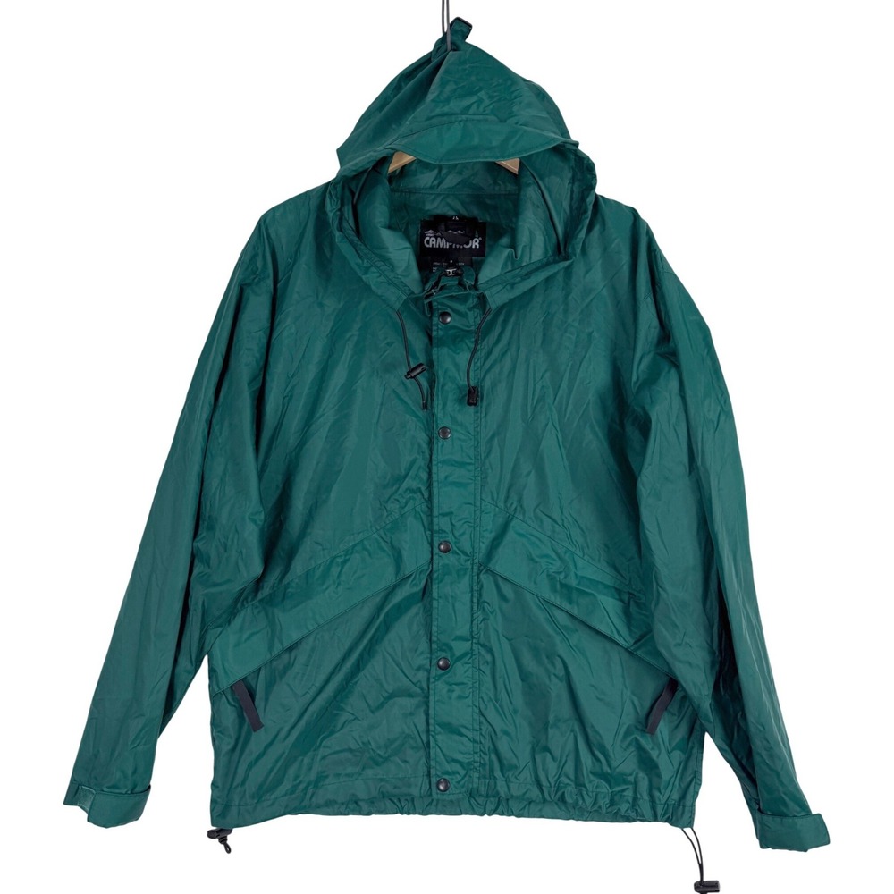 Campmor 90s Windbreaker Jacket Mens Small Green Vintage Hooded Nylon 00027